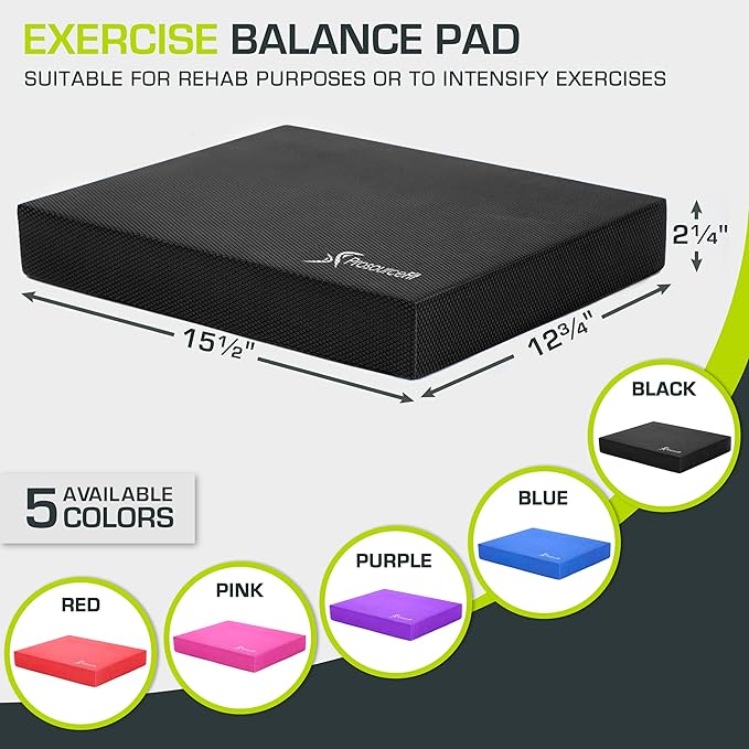 ProsourceFit Exercise Balance Pad ??Non-Slip Cushioned Foam Mat & Knee Pad for Fitness and Stability Training, Yoga, Physical Therapy