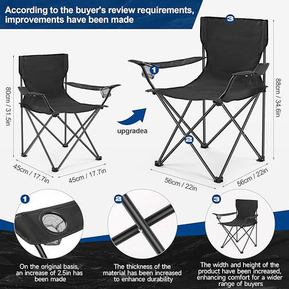 2 Pack Lightweight Camping Chairs, 300LBS Heavy-Duty Portable Folding Chairs with Carry Bag, Compact Design for Camping, Beach, Picnics, and Outdoor Event