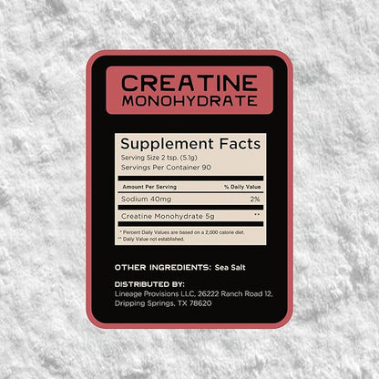 Micronized Creatine Monohydrate with Sea Salt - Micronized Creatine Powder for Training & Performance – No Artificial Ingredients – 90 Servings