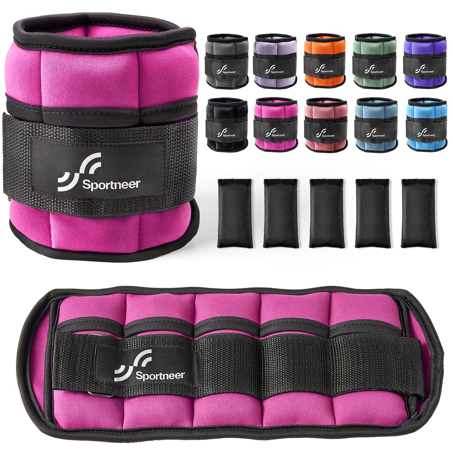 Sportneer Adjustable Ankle Weights, 2-10 lb per Pair, Removable Weights