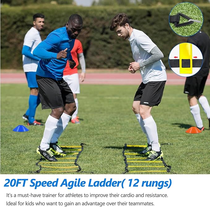Soccer Agility Training Poles Equipment |Adjustable Soccer Equipment for Training Includes 6 Flexible Agility Poles