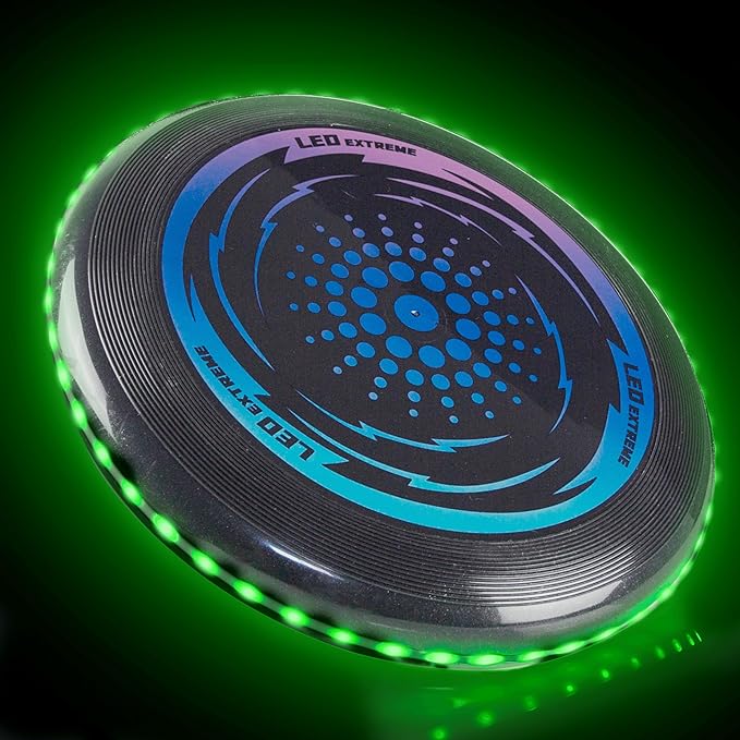 Toysery LED Light Up Fresbee - Glow in The Dark Fresbee for Kids and Adults, Flying Disc Adventure for Day and Night - Easy to Use Ideal for Camping Game