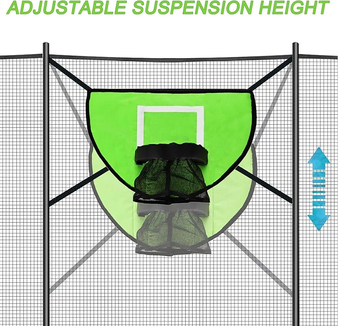 Trampoline Basketball Hoop with Pump and Mini Ball, Waterproof, Sunscreen Soft Materials, Easy to Assemble Sturdy for Dunk Fit, Trampoline Accessory