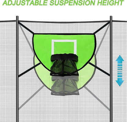 Trampoline Basketball Hoop with Pump and Mini Ball, Waterproof, Sunscreen Soft Materials, Easy to Assemble Sturdy for Dunk Fit, Trampoline Accessory