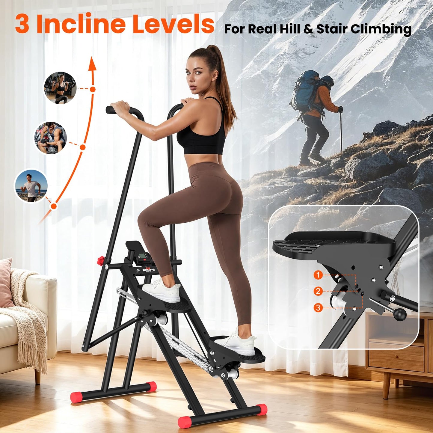 Relife Stair Stepper for Home Gym Exercise,New Version Stair Climber