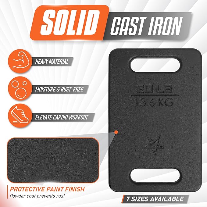 Yes4All Ruck Weight Plate, Cast Iron Rucking Plates with Wide Grip for Swings, Squat, Strength, Weighted Vest Training - Multiple Rucking Weights: 10LB to 45LB