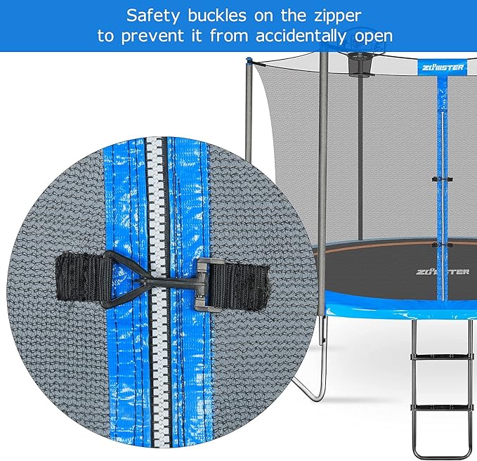 Trampoline Replacement Safety Enclosure Net for 6 Straight Poles Round Frame Trampolines, Breathable and Weather-Resistant Trampoline Net with Adjustable Straps (Net Only)