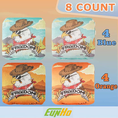 EunHo Cornhole Bags Regulation Dual Sided Set of 8, Professional Cornhole Bean Bags Slick & Sticky Side Bags with Carry Bag