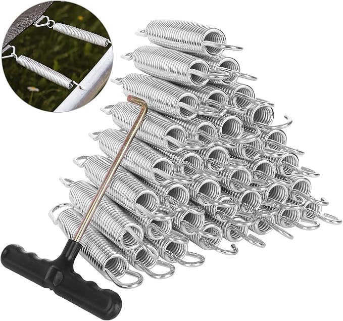 40Pcs 5-1/2” Trampoline Spring Replacement, Stainless Steel Replacement Spring for Trampoline, High Tensile Silver Wire Springs Set with Durable T Hook Fit Skywalker JumpKing Upperbounce Skybound