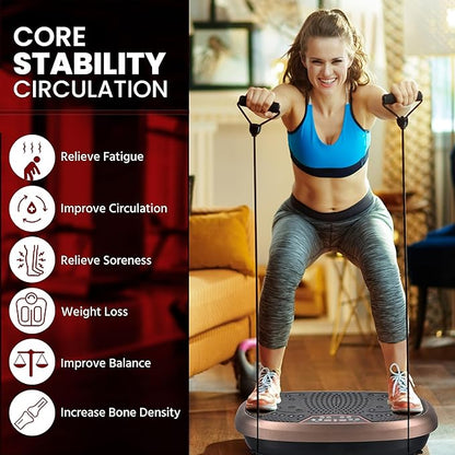 EILISON FitMaxx 3D XL Vibration Plate Exercise Machine - Whole Body Workout Vibration Platform w/Loop Bands - Lymphatic Drainage Machine for Weight Loss, Shaping, Wellness, Recovery