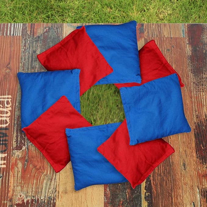 Solid Wood Premium Cornhole Game Set, Bean Bag Toss Game for Tailgate, Outdoor, Backyard - Professional Portable Cornhole Boards & Set of 8 Cornhole Bean Bags (Junior, Tailgate, Regulation Size)