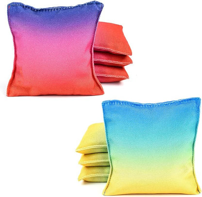 Weather Resistant Cornhole Bags, Gradient Corn Hole Bags Set of 8, Cornhole Bean Bags, Modified Size Cornhole Bags for Tossing Game, Includes Tote Bag