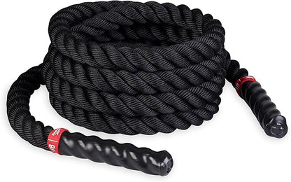Reebok 18 ft Battle Rope, 1.5" Thick Exercise Rope for Home Gym Workout, Anti-Slip Handles for Strong Grip, Battle Ropes for Core Strength, Muscles Building & More, Workout Equipment for Men & Women