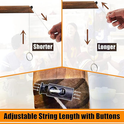 Hook and Ring Game with Shot Ladder, Ring Toss Game for Adults, Wooden Ring Hook Tossing Game Yard Games, Indoor Outdoor Games for Adults Party, Home, Patio