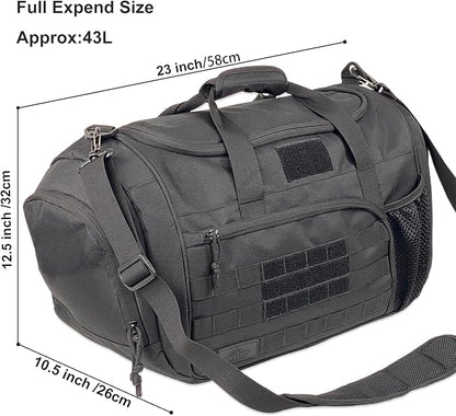 APRlLBAY 43L Large Capacity Military Duffel Bag - Tactical Gym Bag/Weekender for Men & Women (Jet Black)