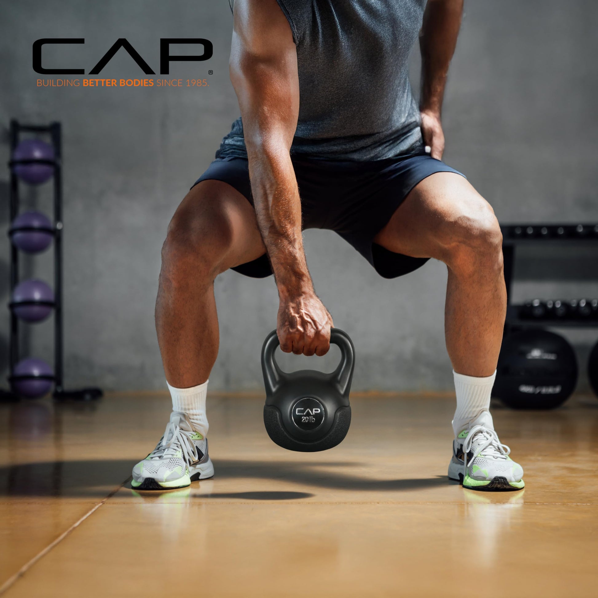 CAP Barbell 45 LB Cement Kettlebell Set – 10 lb, 15 lb & 20 lb Vinyl-Coated Kettlebells for