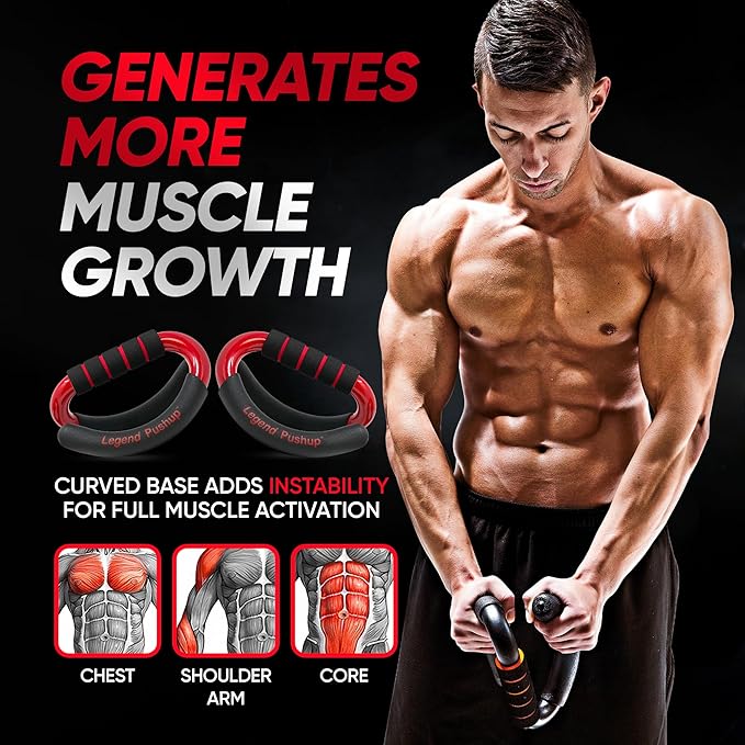 Legend Pushup ??Advanced Push-Up Bars to Eliminate Wrist Pain, Generate More Muscle Growth, Deliver Faster Results, and Prevent Plateaus ??Rocking Handle Design for Natural Movement and Effective Workouts