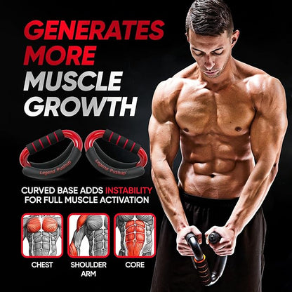 Legend Pushup ??Advanced Push-Up Bars to Eliminate Wrist Pain, Generate More Muscle Growth, Deliver Faster Results, and Prevent Plateaus ??Rocking Handle Design for Natural Movement and Effective Workouts