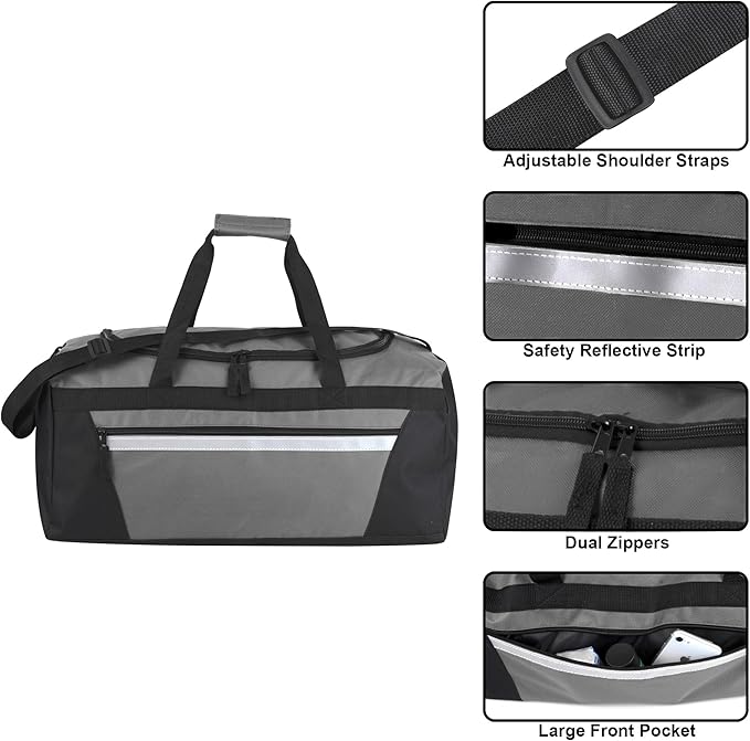 40 Liter, 22 Inch Reflective Duffle Bag with Shoulder Strap for Men, Women, Travel