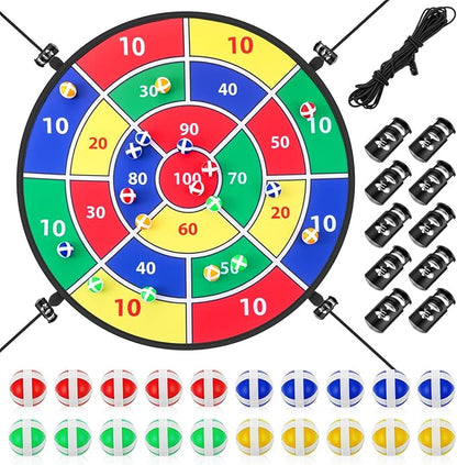 29" Dart Board Game Trampoline Accessories, Toss Game Dartboard with 20 Sticky Balls, Indoor & Outdoor Trampoline, Sport Fun Party Play Toys for Birthday Gifts