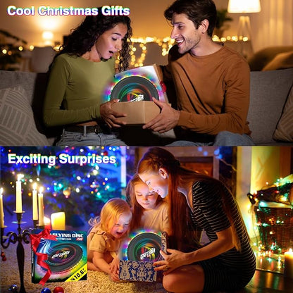 Light Up Flying Disc with 16 Millions Colors-45 LEDs & 13 Light Modes Flying Ring, Glow in The Dark Flying Disc for Adult Kid Teen Rechargeable&Waterproof Camp Beach Toy Birthday Gift