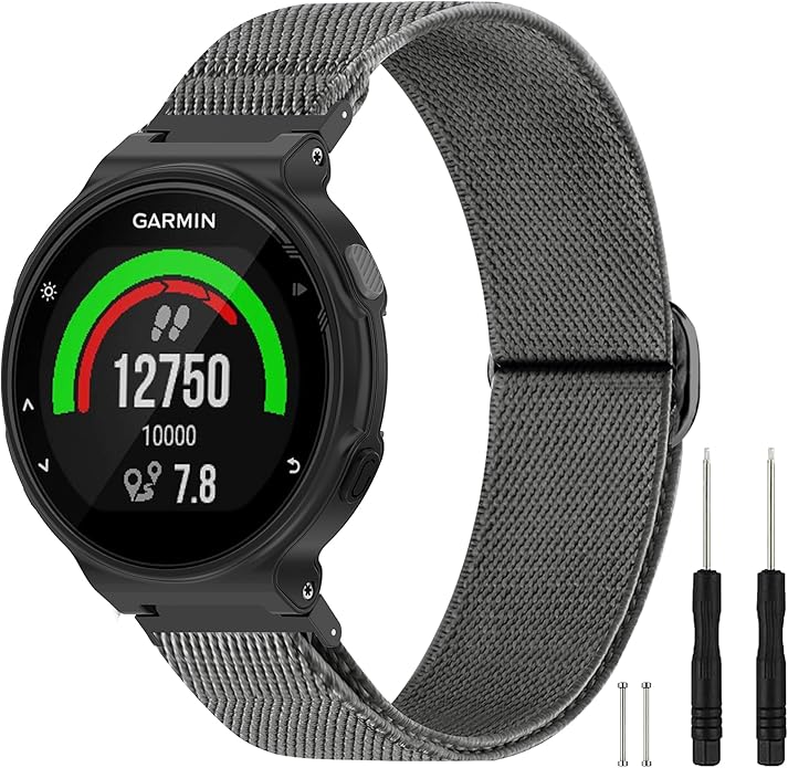Elastic Nylon Watchband Compatible with Garmin Forerunner 235/220/230/620/630/735XT,Soft Adjustable Sport Stretchy Replacement Strap for Forerunner 235 Lite/Approach S20/S6/S5 Accessory