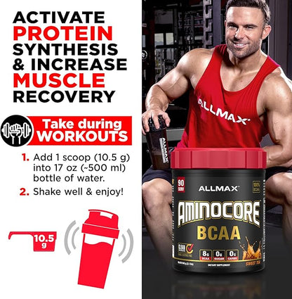 ALLMAX Nutrition AMINOCORE BCAA, Pink Lemonade - 945 g Powder - 8.18 Grams of Branched Chain Amin Acids Per Serving - with B Vitamins - No Fillers or Non-BCAA Aminos - Sugar Free - 90 Servings