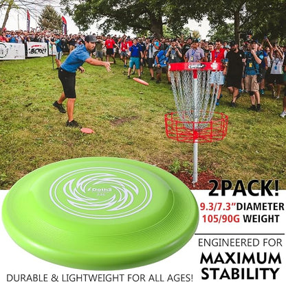 Sports Flying Disc, 2 Pack Compeition Flying Discs, Lightweight Durable Flying Disc Toys for Backyard Beach Lawn Park Outdoor Games, 105 Gram 9.3 Inch & 90 Gram 7.3 Inch.
