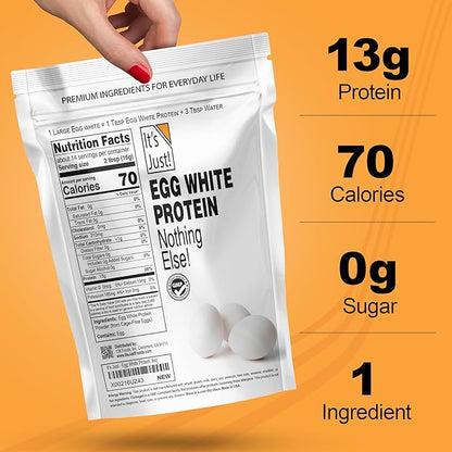 It's Just! - Egg White Protein Powder, Made in USA from Cage-Free Eggs, Dried Egg Whites (Unflavored, 8oz)