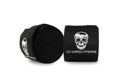 Gymreapers Knee Wraps (Pair) With Strap for Squats, Weightlifting, Powerlifting, Leg Press, and