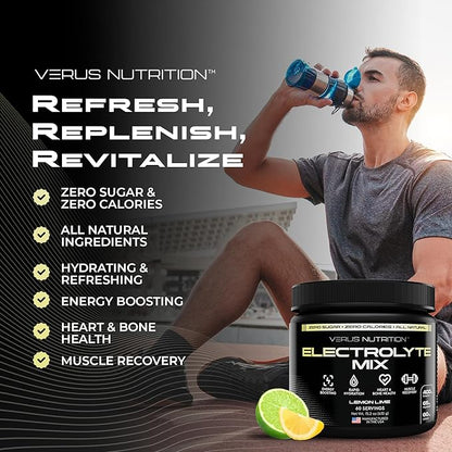 Electrolytes Powder No Sugar- Zero Calorie Hydration Powder | Sugar Free Electrolytes for Fasting, Keto & Vegan | Natural Ingredients Electrolyte Mix for Energy Boost, 60 Servings