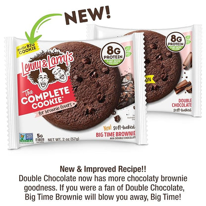 Lenny & Larry's The Complete Cookie, Big Time Brownie, Soft Baked, 8g Plant Protein, Vegan, Non-GMO, 2 Ounce Cookie (Pack of 12)