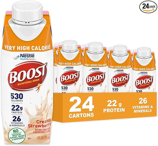 Boost Very High Calorie Strawberry Nutritional Drink ??22g Protein, 530 Nutrient Rich Calories, 8