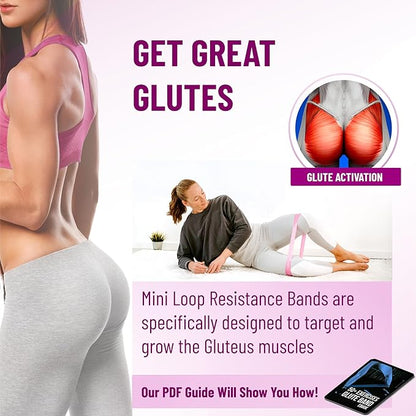 Fabric Mini Resistance Bands Sets for Trainers, Bootcamp, Gym for Men and Women in Fun Colors - Ebook, Videos and Workout Chart Included by Iron Core Fitness