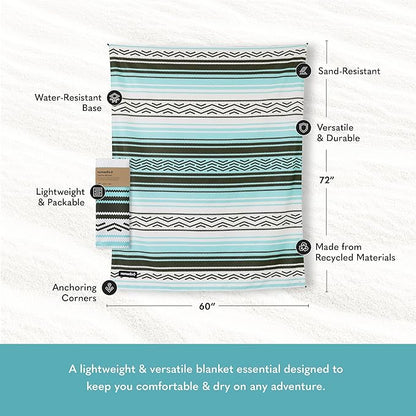 Nomadix Festival Blanket - Perfect for Picnics, Camping, & Lawn Seating - Plush Top & Water Resistant Base - Made with Post Consumer Recycled Materials - Agua Blue - 60x72 in