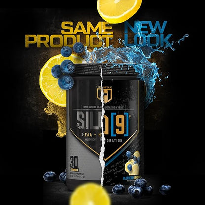 HOSSTILE SILO[9] Essential Amino Acids, EAA & BCAA Powder, Electrolyte Hydration Support, Enhance Muscle Growth & Recovery, Pre or Post Workout Drink, Blueberry Lemonade, 30 Servings