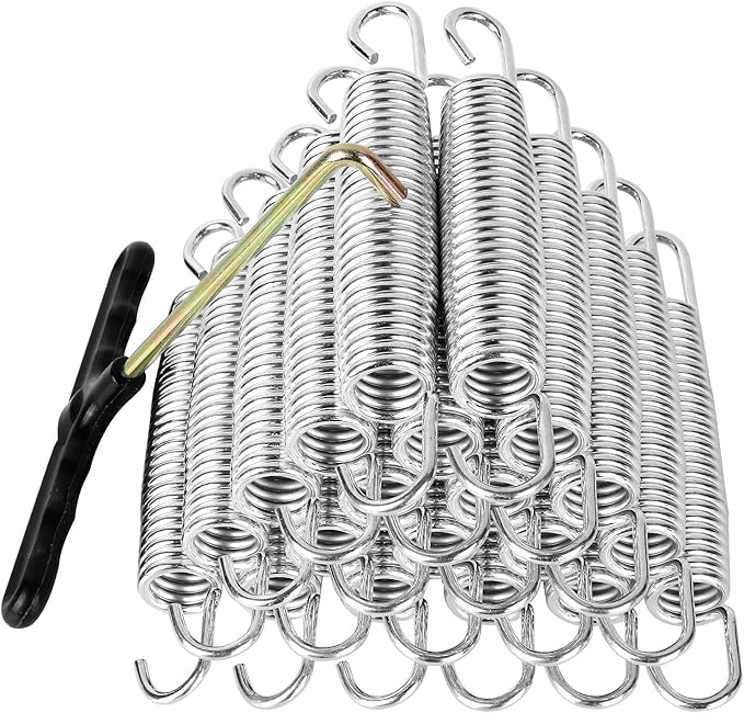 20 Pack 5.5 Inch Trampoline Spring Heavy Duty Galvanized Steel Replacement Trampoline Parts Springs with Pull Tool T-Hook for Outdoor Trampoline Aotob, Skywalker, JumpKing, UpperBounce, SkyBound