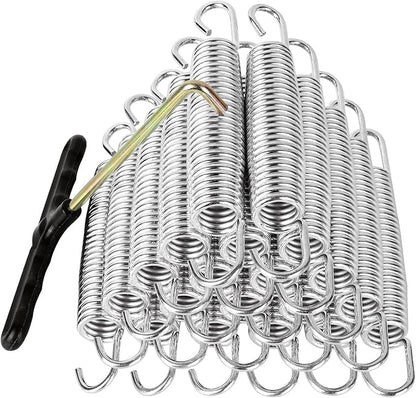 20 Pack 5.5 Inch Trampoline Spring Heavy Duty Galvanized Steel Replacement Trampoline Parts Springs with Pull Tool T-Hook for Outdoor Trampoline Aotob, Skywalker, JumpKing, UpperBounce, SkyBound