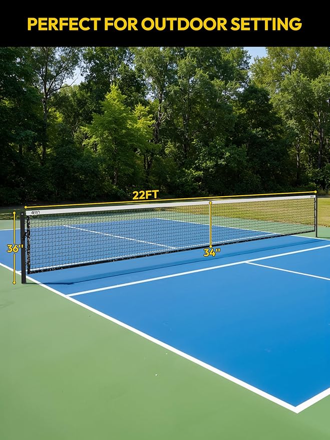 A11N SPORTS Pro-Grade In-Ground Pickleball Net System with Heavy-Duty Carbon Steel Posts, Rust-Proof All-Weather Construction, Easy Sleeve Installation, Official Size for Outdoor Court