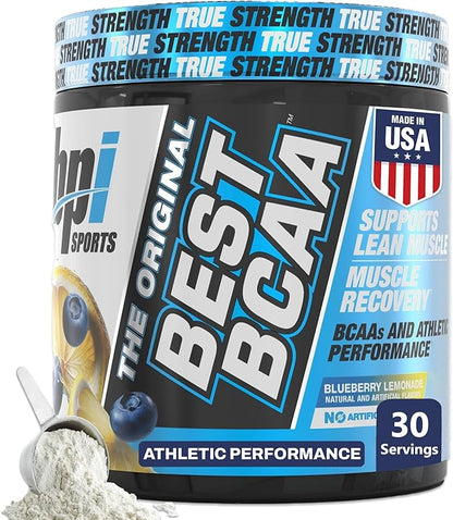 BPI Sports Best BCAA Powder - Muscle Recovery Support - Branched Chain Amino Acids | Building Blocks of Protein and Muscle - Post Workout Recovery ??Hydration - Blueberry Lemonade, 30 Servings