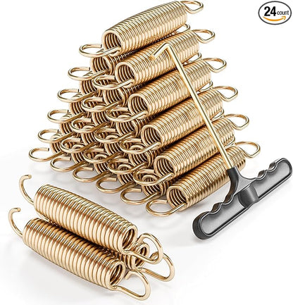 Trampoline Springs Heavy Duty with Swivel & Straight Hooks, Stainless Steel Trampoline Accessories Ideal Spring Replacement, Includes T-Hook Tool