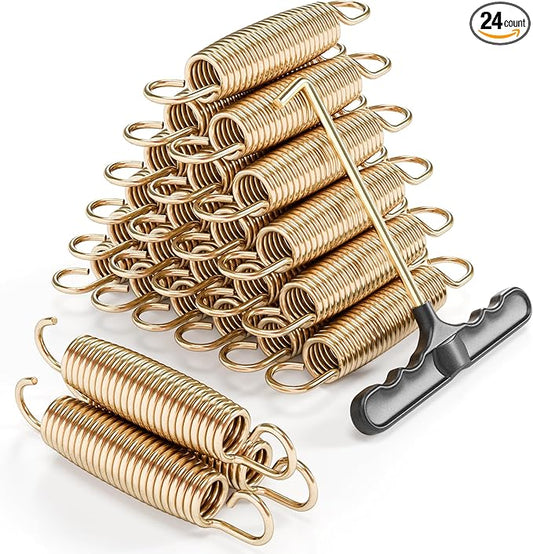 Trampoline Springs Heavy Duty with Swivel & Straight Hooks, Stainless Steel Trampoline Accessories Ideal Spring Replacement, Includes T-Hook Tool