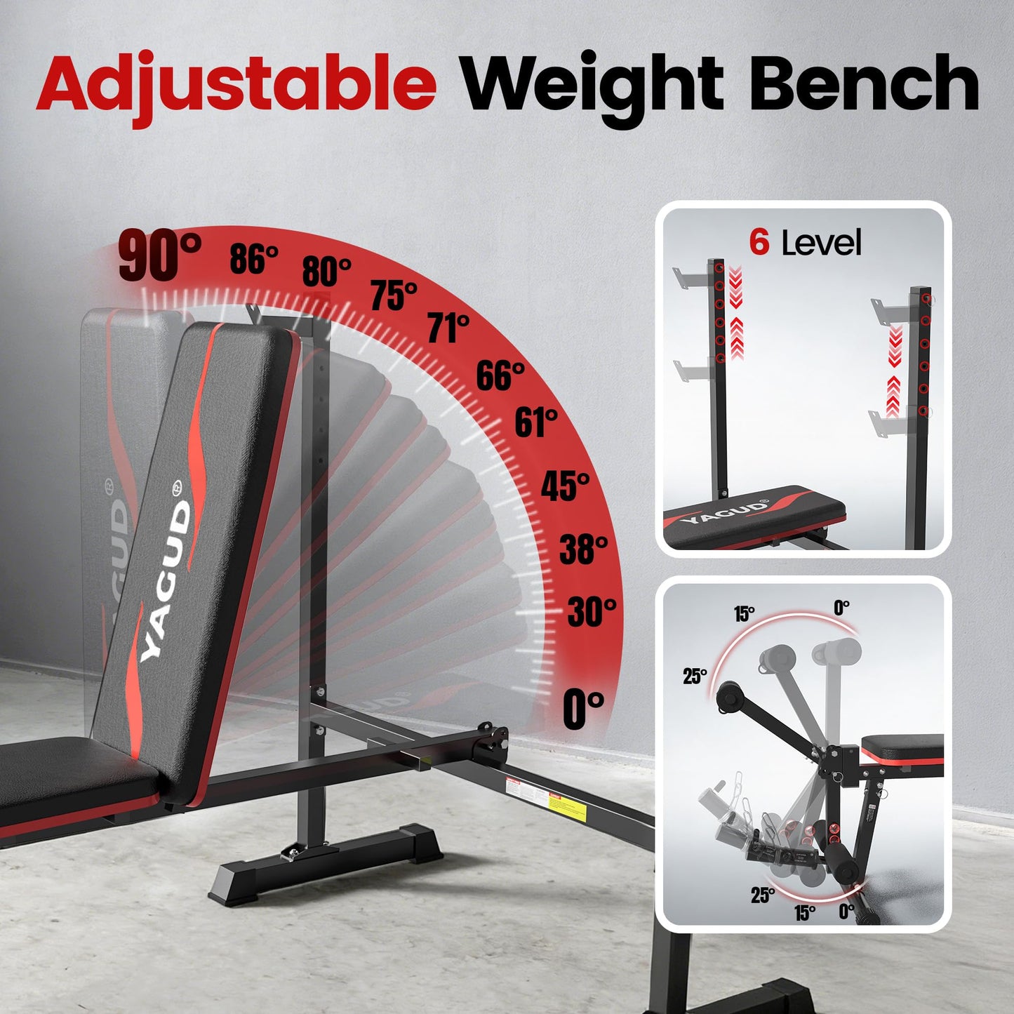 Weight Bench Set, 880LBS Adjustable Bench Press Set with Leg Extension and Barbell Rack, Safety Bar