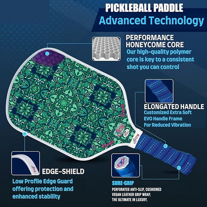 4Joy Pickleball Paddle Premio Series - Thermoformed Premium T700 Carbon Fiber Pickleball Paddless - Professional Pickleball Rackets for Women & Men - 16mm Honeycomb Core - USAP Approved
