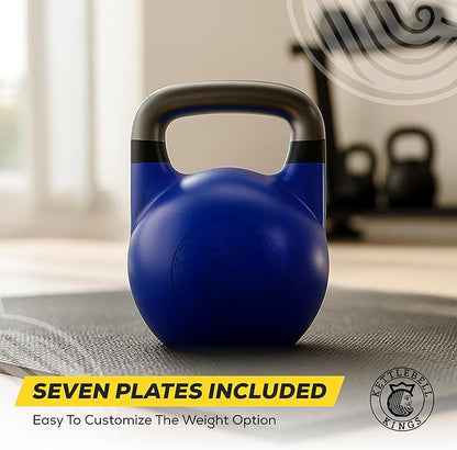 Kettlebell Kings Competition Kettlebells Weight (33mm handle) 4-32 KG | Hand weights Workout Gym Equipment & Strength training sets for Women & Men | Weights set for Home Gym