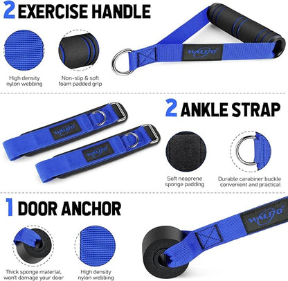 WALITO Resistance Bands Set - Exercise Bands with Handles, Door Anchor, Legs Ankle Straps, for Heavy Resistance Training, Physical Therapy, Muscle Training, Yoga, Home Workouts, Gym Equipment