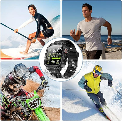 Dsytom Waterproof Case with Band Compatible for Apple Watch Band 46mm 45mm 44mm 42mm(S11/10) 41mm 40mm for Men,Rugged Smartwatch Strap with Built-in Tempered Glass Screen Protector for iWatch Series 11/10/9/8/7/6/5/4/SE