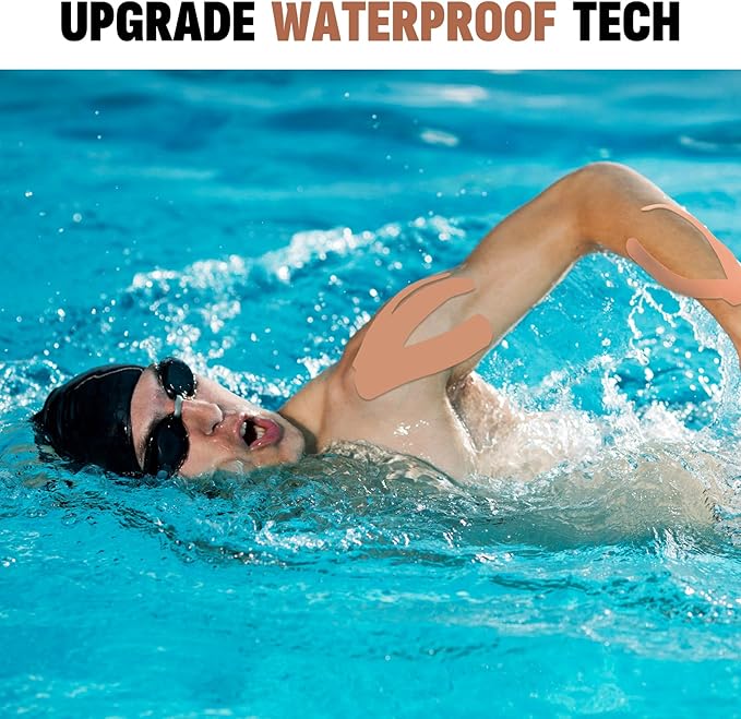 60PCS Precut Kinesiology Tape Strips, 2 inch x 10 inch Athletic Tape, Kinetic Tape, Elastic Muscle Tape, Sports Tape, Knee Tape for Exercise and Daily Use - Skin Color