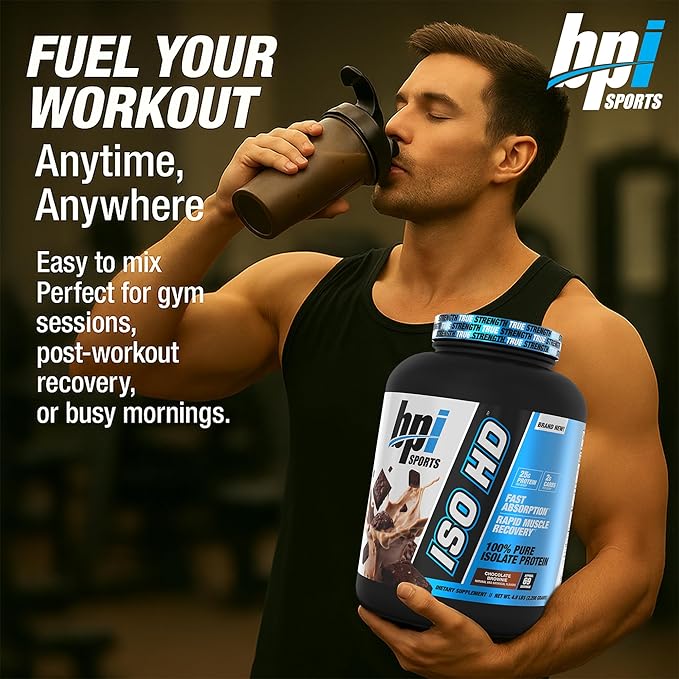 BPI Sports ISO HD Isolate Protein Powder ??100% Whey Isolate, Protein Powder for Muscle Gain - Chocolate Brownie, 5.4 Pounds - 69 Servings