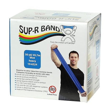CanDo 10-6324 Sup-R Latex Free Exercise Band, 50 yd Roll, Blue-Heavy